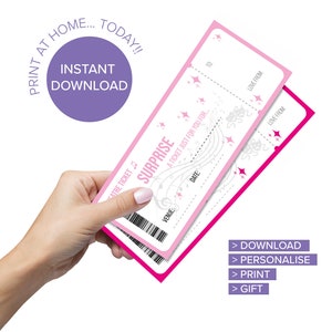PINK Überraschungs-Theaterkarte, Überraschungstheaterkarte, Event Ticket Reveal *DIGITAL DOWNLOAD*