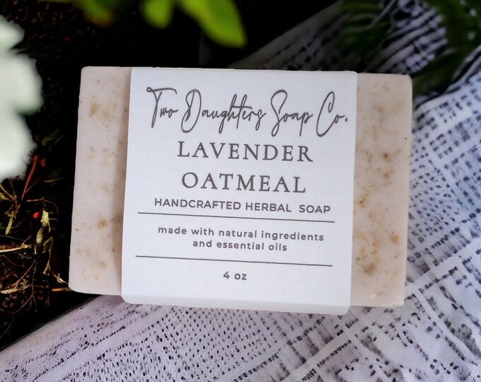 Lavender Oatmeal Bar 4oz, Soothing Soap, Bedtime Soap, Relaxation Soap, Lavender Oatmeal Bar Soap, Fresh Oats, Lavender Essential Oil