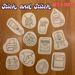 Stick and Stitch - Arts and Crafts Items as Patterns - Embroidery Designs - Peel and Stick Patterns
