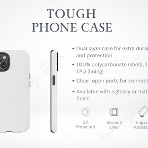 Tough Phone Case Mockup Info Chart, Tough Case Layer Chart Information, Tough Case Layer Chart Information, Dual-Layer-Telefonhülle, Printify Phone Case