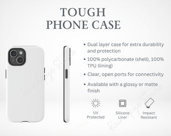 Tough Phone Case Mockup Info Chart, Generic Brand Tough Case, Tough Case Layer Chart Information, Dual Layer Phone Case, Printify Phone Case