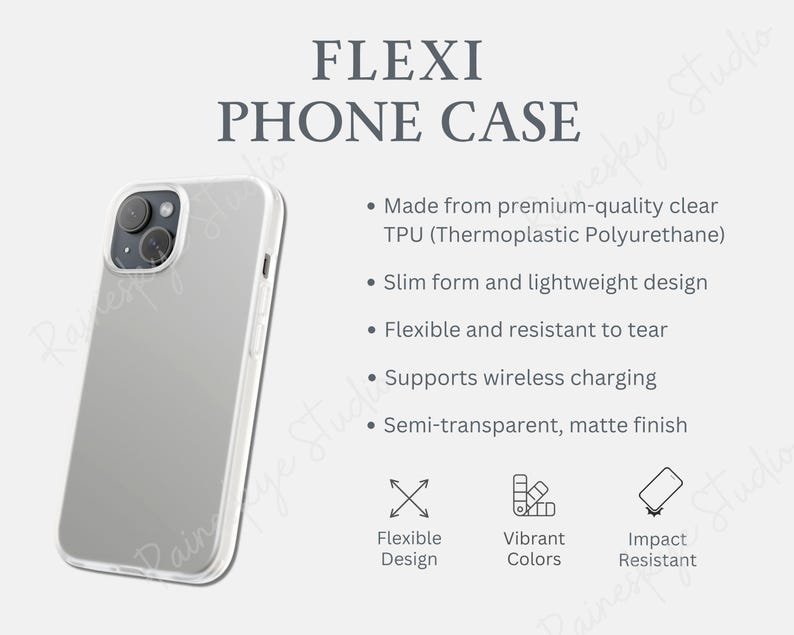 Características principais da capa flexível para celular, capa fina e flexível para celular, descrição da capa de TPU resistente a impactos, ferramentas para vendedores do Etsy com impressão sob demanda. imagem 1