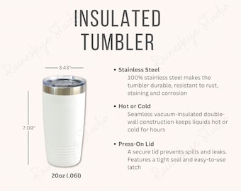 20oz Insulated Tumbler Size Chart and Key Features, Polar Camel 20oz Stainless Steel Tumbler Size Guide Mockup, POD Etsy Seller Tools