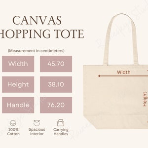 Puede incluir: Una bolsa de lona beige con asas marrones. La bolsa mide 45,70 cm de ancho, 38,10 cm de alto y las asas miden 76,20 cm de largo. La bolsa está hecha de 100% algodón y tiene un interior espacioso.