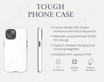 Tough Phone Case Mockup and Key Features, Glossy Finish Tough Phone Case, Dual Layer, Printify Tough Case Generic Brand, Etsy Seller Tools