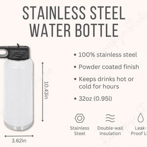 32oz Water Bottle Size Chart and Key Features Mockup, Polar Camel Stainless Steel Water Bottle, Etsy POD Seller Tools