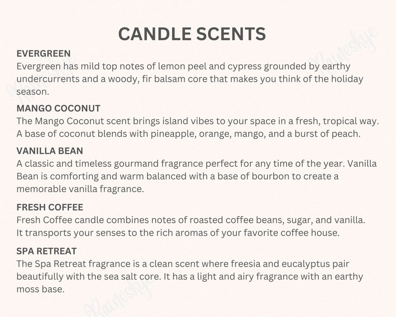 Scented Tin Candle 4oz Size Chart, Colors, and Key Features, Candle