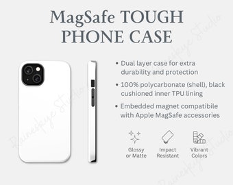 MagSafe Tough Phone Case Mockup Info Chart, Generic Brand Tough Case, Tough Case Dual Layer Phone Case Chart Information, Etsy Seller Tools