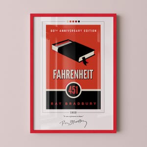 Fahrenheit 451 Book Cover Poster | Ray Bradbury, Fahrenheit 451 Poster, Fahrenheit 451 Print, Book Posters, Canvas Print, Book Lover Gift