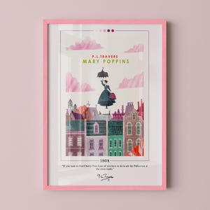 Mary Poppins Book Cover Poster | P. L. Travers, Mary Poppins Poster, Mary Poppins Print, Book Posters, Book Art, Book Lover Gift