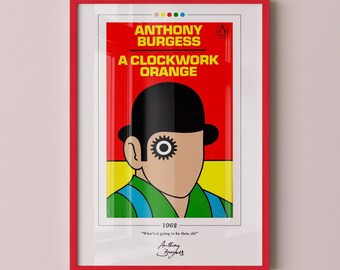 Une couverture de livre orange mécanique | Anthony Burgess, affiche orange mécanique, affiches de livres, impression sur toile, art du livre, cadeau pour les amoureux des livres