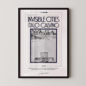 Invisible Cities Book Cover Poster | Italo Calvino, Invisible Cities Poster, Invisible Cities Print, Book Posters, Book Art, Canvas Wall Art