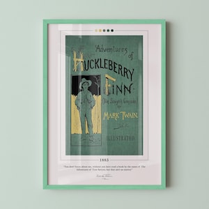 Adventures of Huckleberry Finn Book Cover Poster | Mark Twain, Adventures of Huckleberry Finn Poster, Book Posters, Canvas Print, Book Art