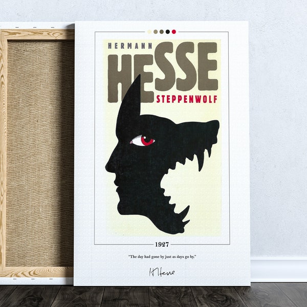 Affiche de couverture de livre de Steppenwolf | Hermann Hesse, affiche Steppenwolf, impression Steppenwolf, affiches de livres, art du livre, impression sur toile, cadeau pour amoureux des livres