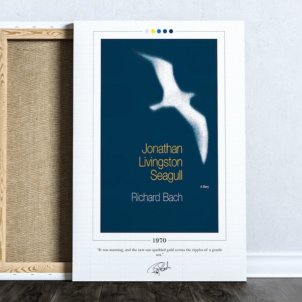 Jonathan Livingston Seagull Book Cover Poster | Richard Bach, Jonathan Livingston Seagull Poster, Book Poster, Canvas Print, Book Lover Gift