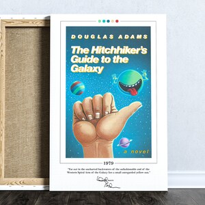 Per Anhalter durch die Galaxis Buchcover Poster | Douglas Adams, Hitchhiker's Guide to the Galaxy Poster, Buchposter, Leinwanddruck