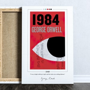 Poster di copertina del libro del 1984 / George Orwell, Poster del 1984, Stampa del 1984, Poster di libri, Stampe di libri, Arte del libro, Stampa su tela, Regalo per gli amanti dei libri