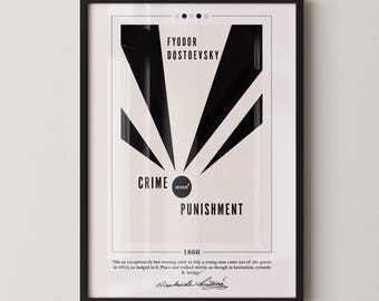 Boekomslagposter misdaad en straf | Fjodor Dostojevski, poster misdaad en straf, misdaad en straf print, boekposters, boekkunst