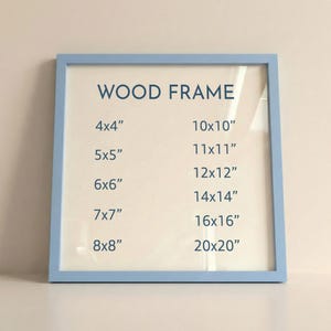 Square Blue Wood Frame with 9 Colors, Wood Picture Frame, Photo Frame, Diploma Frame, Black Frame, White Frame, Red Frame