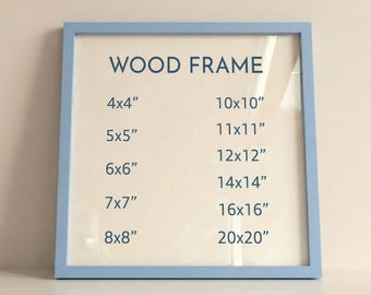 Square Blue Wood Frame with 9 Colors, Wood Picture Frame, Photo Frame, Diploma Frame, Black Frame, White Frame, Red Frame
