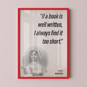 Jane Austen Quote Wall Art | &quot;Too Short&quot; Quote Poster, Quote Print, Quote Art, Book Quotes, Canvas Wall Art, Book Lover Gift