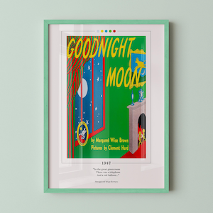 Goodnight Moon Book Cover Poster | Margaret Wise Brown, Goodnight Moon Poster, Goodnight Moon Print, Book Posters, Book Art, Book Lover Gift