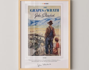 The Grapes of Wrath Book Cover Poster | John Steinbeck, The Grapes of Wrath Poster, Book Posters, Book Art, Canvas Wall Art, Book Lover Gift