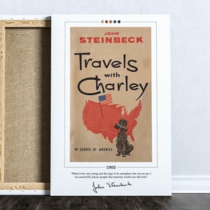 Viaja con Charley Book Cover Poster / John Steinbeck, Viaja con Charley Poster, Carteles de libros, Arte de libros, Impresión de lienzo, Regalo para amantes de los libros