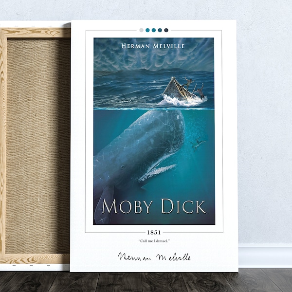 Moby Dick Buch Cover Poster | Herman Melville, Moby Dick Poster, Moby Dick Druck, Buch Poster, Leinwand Wandkunst, Buchkunst, Geschenk für Buchliebhaber