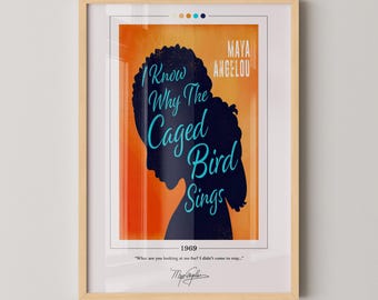 I Know Why the Caged Bird Sings Book Cover Poster | Maya Angelou, I Know Why the Caged Bird Sings Poster, Book Posters, Book Lover Gift