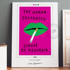 El cartel de la portada del libro de la mujer destruida / Simone de Beauvoir, cartel de la mujer destruida, impresión de la mujer destruida, carteles de libros, regalo del amante del libro