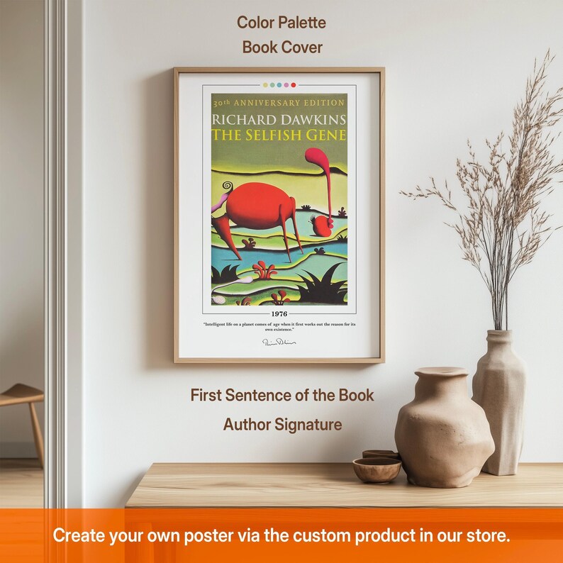 The Selfish Gene Book Cover Poster | Richard Dawkins, the Selfish Gene ...