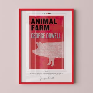 Animal Farm Book Cover Poster | George Orwell, Animal Farm Poster, Animal Farm Print, Book Posters, Canvas Wall Art, Book Lover Gift