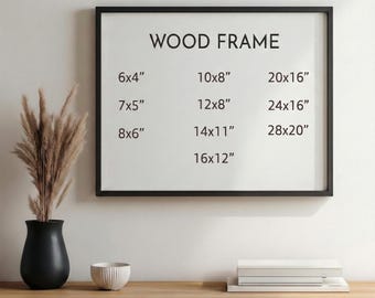Horizontal Black Wood Frame with 9 Colors, Wood Picture Frame, Photo Frame, Diploma Frame, 8x10 Frame, Black Frame, White Frame, Red Frame