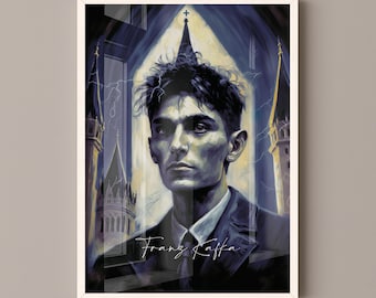 Póster de Franz Kafka en lienzo / Arte mural de Franz Kafka, Impresión de Franz Kafka, Pósteres de libros, Arte literario, Regalo para amantes de los libros