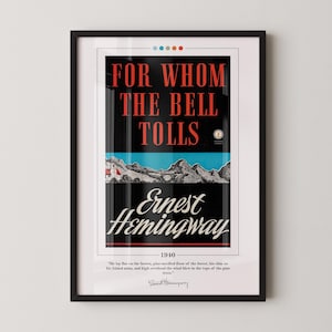 For Whom the Bell Tolls Book Cover Poster | Ernest Hemingway, For Whom the Bell Tolls Poster, Book Posters, Canvas Wall Art, Book Lover Gift