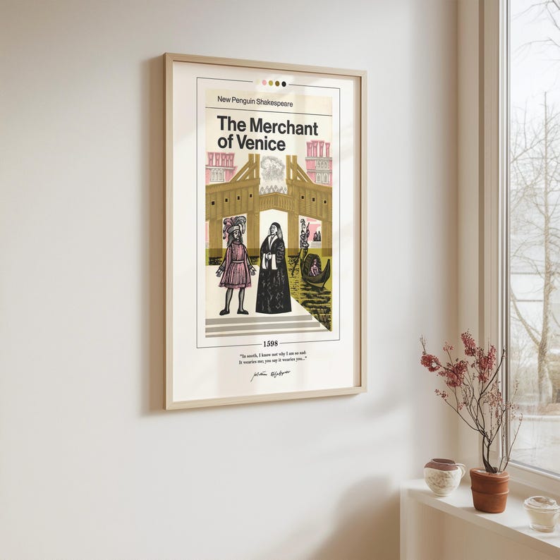 The Merchant of Venice Book Cover Poster | William Shakespeare, The Merchant of Venice Poster, Book Poster, Canvas Wall Art, Book Lover Gift image 6