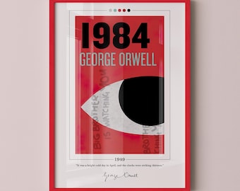 1984 Book Cover Poster | George Orwell, 1984 Poster, 1984 Print, Book Posters, Book Prints, Book Art, Canvas Print, Book Lover Gift