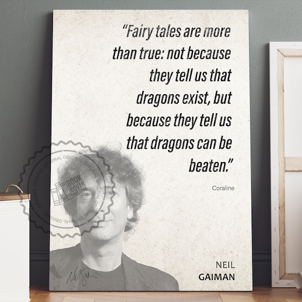 Neil Gaiman Quote Wall Art | Coraline Quote Poster, Quote Print, Quote Art, Book Quote, Canvas Wall Art, Book Lover Gift