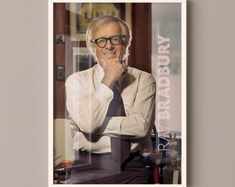 Ray Bradbury Poster Canvas Wall Art, Book Lover Gifts, Gifts for Readers, Bookish Gifts, Bookworm Gifts, Library Decor