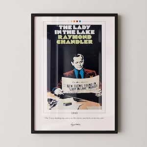 The Lady in the Lake Book Cover Poster | Raymond Chandler, The Lady in the Lake Poster, Book Posters, Canvas Wall Art, Book Lover Gift