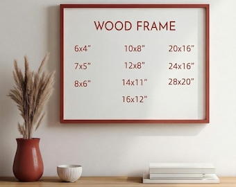 Horizontal Red Wood Frame with 9 Colors, Wood Picture Frame, Photo Frame, Diploma Frame, 8x10 Frame, Black Frame, White Frame, Red Frame
