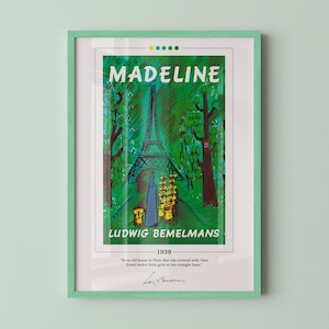 Madeline Book Cover Poster | Ludwig Bemelmans, Madeline Poster, Madeline Print, Book Posters, Canvas Wall Art, Book Art, Book Lover Gift