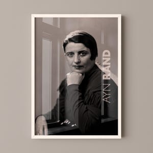Ayn Rand Poster Canvas Wall Art, Book Lover Gifts, Gifts for Readers, Bookish Gifts, Bookworm Gifts, Library Decor