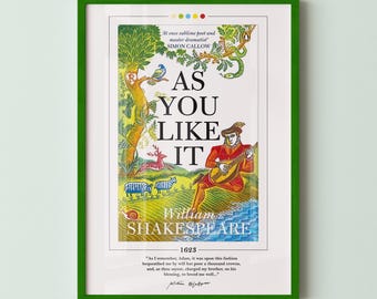 As You Like It Book Cover Poster | William Shakespeare, As You Like It Poster, As You Like It Print, Book Posters, Book Art, Book Lover Gift
