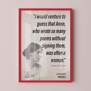 Virginia Woolf Quote Wall Art | "Anon" A Room of One's Own Quote Poster, Quote Print, Quote Art, Book Quotes, Book Lover Gift