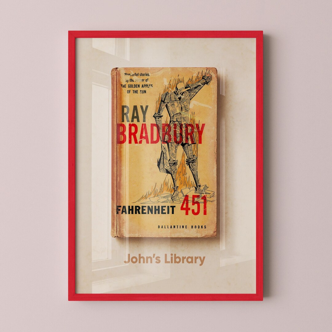 Fahrenheit 451 Custom Library Wall Art, Personalized Book Cover Poster ...