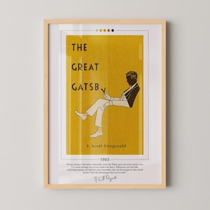 The Great Gatsby Book Cover Poster | F. Scott Fitzgerald, The Great Gatsby Poster, Book Posters, Canvas Print, Book Art, Book Lover Gift