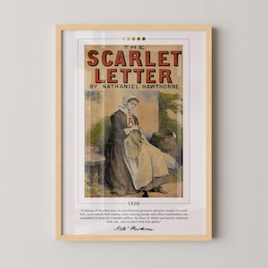 The Scarlet Letter Book Cover Poster | Nathaniel Hawthorne, The Scarlet Letter Poster, Book Posters, Canvas Wall Art, Book Lover Gift