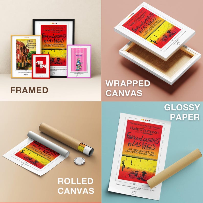 Fear and Loathing in Las Vegas Book Cover Poster | Hunter S. Thompson, Fear and Loathing in Las Vegas Poster, Book Posters, Book Lover Gift image 4